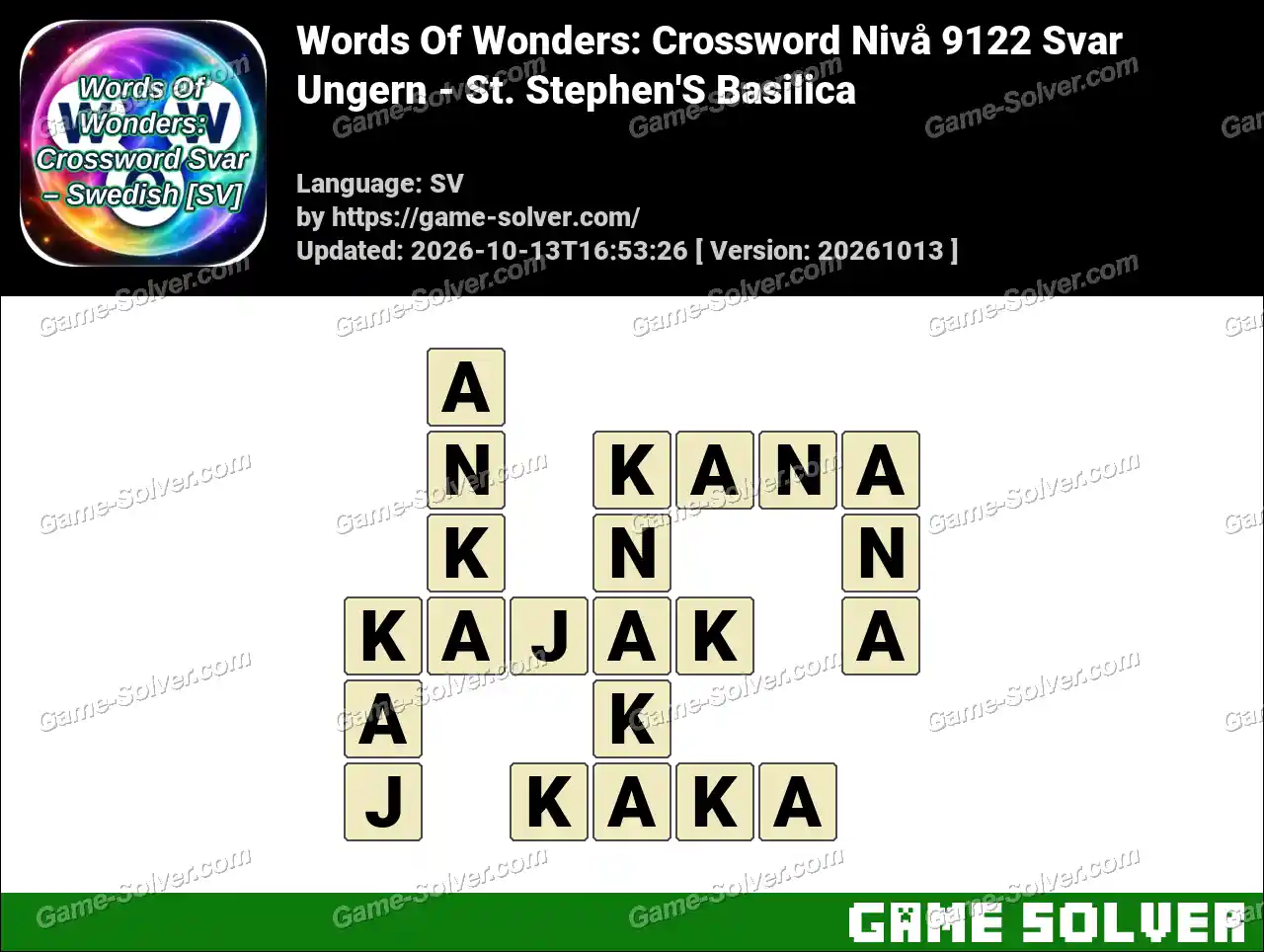 Words Of Wonders: Crossword Nivå 9122 Svar – Ungern – St. Stephen’S Basilica